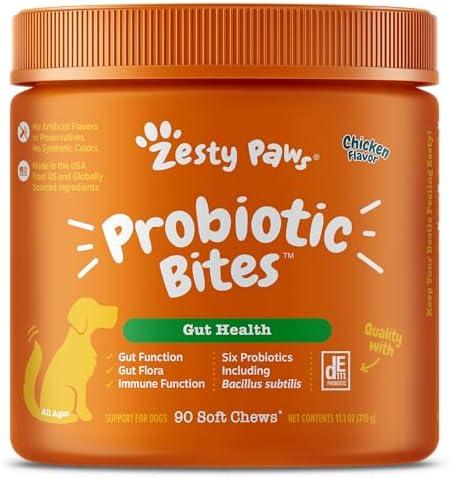 Zesty Paws Probiotics for Dogs: A Chewable Solution for Happy,Healthy Tummies